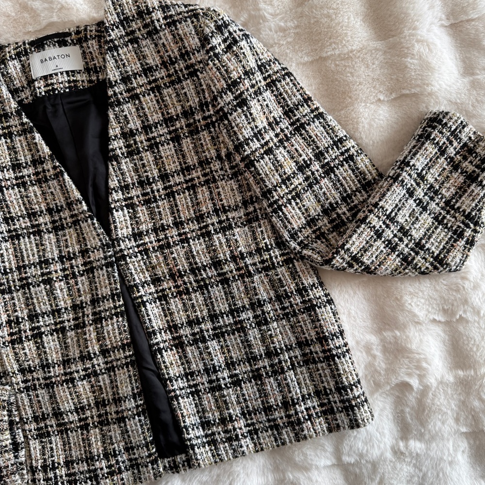 NWOT Babaton Women's Tweed Checkered Blazer - Picture 6 of 16